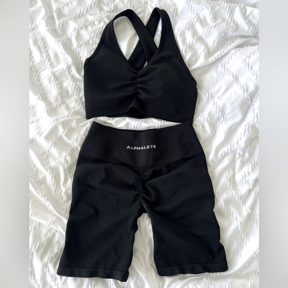 Alphalete shorts and bra set, size Medium.